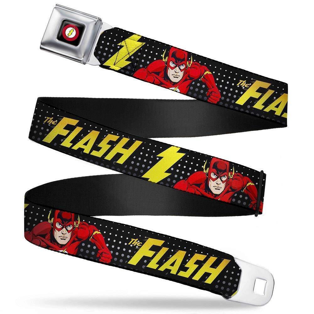 1622 DC Comics Belt, Seatbelt Buckle Belt, Flash Running Action Pose